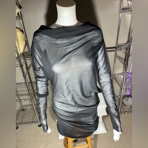 Sheer Long-Sleeve Black Women's Top